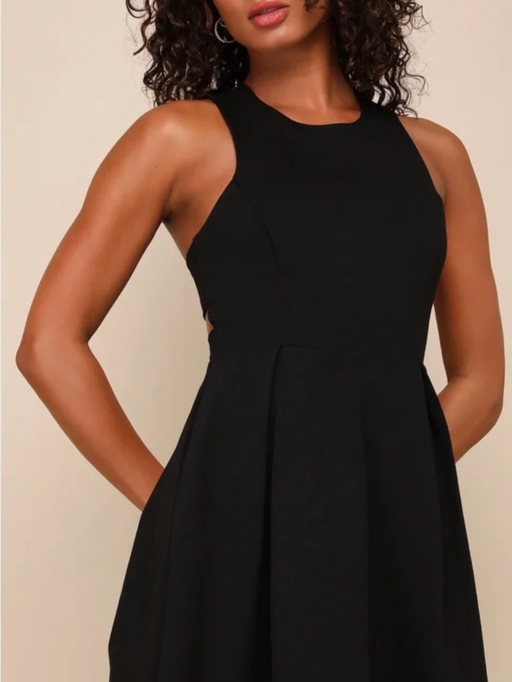 Lulus Cutout and About Black Sleeveless Fit & Flare Skater Dress-Small